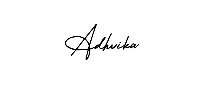How to make Adhvika name signature. Use AmerikaSignatureDemo-Regular style for creating short signs online. This is the latest handwritten sign. Adhvika signature style 3 images and pictures png