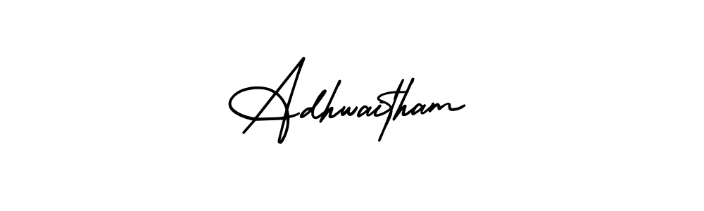 Use a signature maker to create a handwritten signature online. With this signature software, you can design (AmerikaSignatureDemo-Regular) your own signature for name Adhwaitham. Adhwaitham signature style 3 images and pictures png