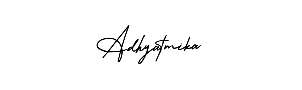 You should practise on your own different ways (AmerikaSignatureDemo-Regular) to write your name (Adhyatmika) in signature. don't let someone else do it for you. Adhyatmika signature style 3 images and pictures png