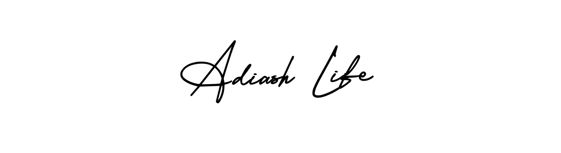 You should practise on your own different ways (AmerikaSignatureDemo-Regular) to write your name (Adiash Life) in signature. don't let someone else do it for you. Adiash Life signature style 3 images and pictures png