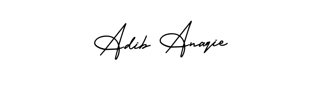 The best way (AmerikaSignatureDemo-Regular) to make a short signature is to pick only two or three words in your name. The name Adib Anaqie include a total of six letters. For converting this name. Adib Anaqie signature style 3 images and pictures png