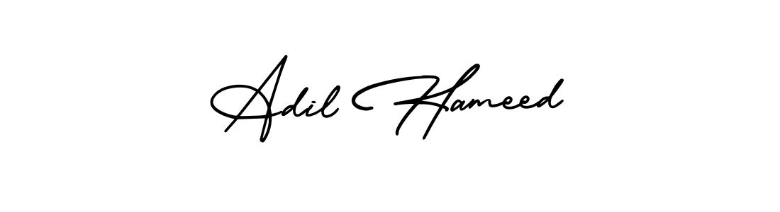 The best way (AmerikaSignatureDemo-Regular) to make a short signature is to pick only two or three words in your name. The name Adil Hameed include a total of six letters. For converting this name. Adil Hameed signature style 3 images and pictures png