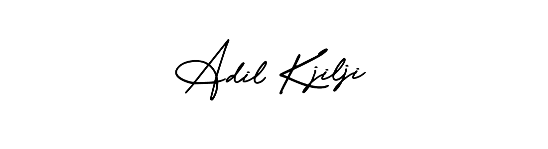 You should practise on your own different ways (AmerikaSignatureDemo-Regular) to write your name (Adil Kjilji) in signature. don't let someone else do it for you. Adil Kjilji signature style 3 images and pictures png