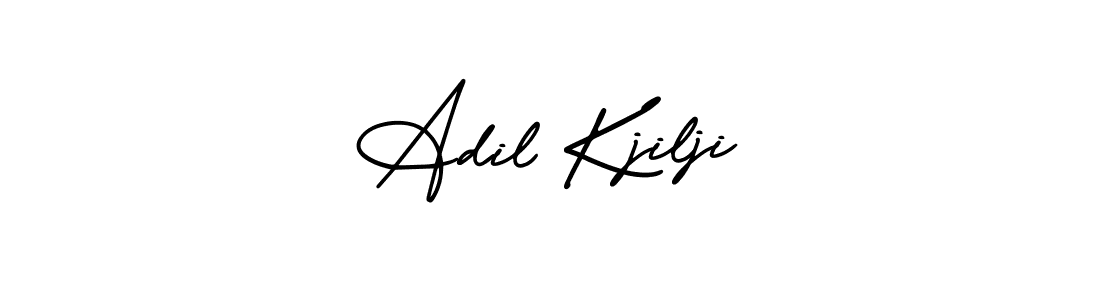 You should practise on your own different ways (AmerikaSignatureDemo-Regular) to write your name (Adil Kjilji) in signature. don't let someone else do it for you. Adil Kjilji signature style 3 images and pictures png