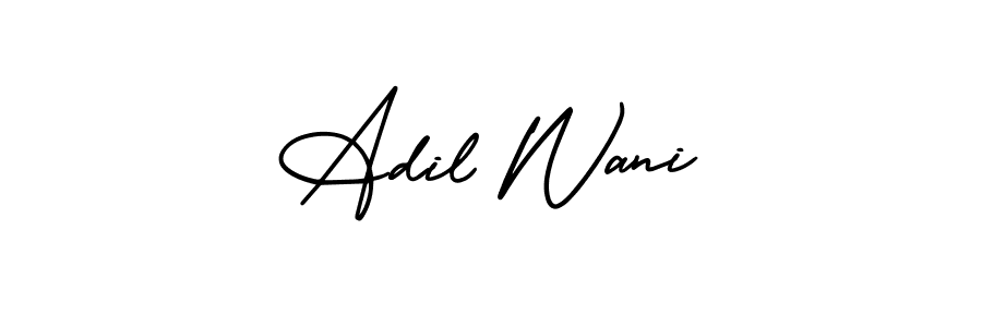 if you are searching for the best signature style for your name Adil Wani. so please give up your signature search. here we have designed multiple signature styles  using AmerikaSignatureDemo-Regular. Adil Wani signature style 3 images and pictures png