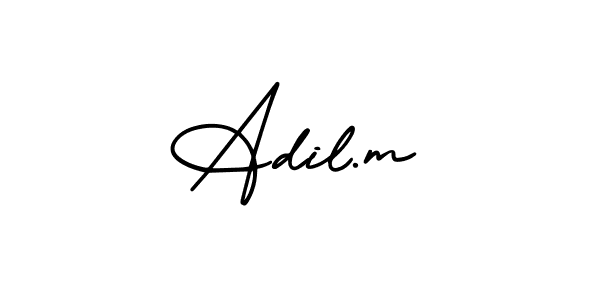 You should practise on your own different ways (AmerikaSignatureDemo-Regular) to write your name (Adil.m) in signature. don't let someone else do it for you. Adil.m signature style 3 images and pictures png