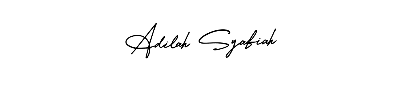 This is the best signature style for the Adilah Syafiah name. Also you like these signature font (AmerikaSignatureDemo-Regular). Mix name signature. Adilah Syafiah signature style 3 images and pictures png