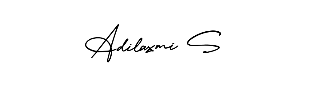 You should practise on your own different ways (AmerikaSignatureDemo-Regular) to write your name (Adilaxmi S) in signature. don't let someone else do it for you. Adilaxmi S signature style 3 images and pictures png