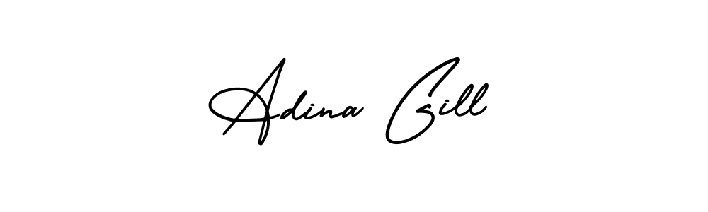 You should practise on your own different ways (AmerikaSignatureDemo-Regular) to write your name (Adina Gill) in signature. don't let someone else do it for you. Adina Gill signature style 3 images and pictures png