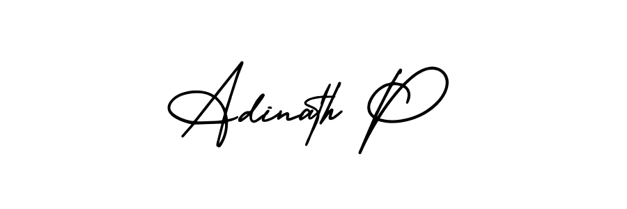 The best way (AmerikaSignatureDemo-Regular) to make a short signature is to pick only two or three words in your name. The name Adinath P include a total of six letters. For converting this name. Adinath P signature style 3 images and pictures png