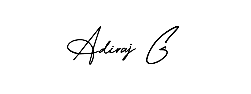 You should practise on your own different ways (AmerikaSignatureDemo-Regular) to write your name (Adiraj G) in signature. don't let someone else do it for you. Adiraj G signature style 3 images and pictures png