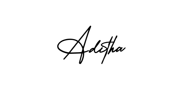 Similarly AmerikaSignatureDemo-Regular is the best handwritten signature design. Signature creator online .You can use it as an online autograph creator for name Aditha. Aditha signature style 3 images and pictures png