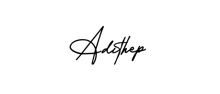 You should practise on your own different ways (AmerikaSignatureDemo-Regular) to write your name (Adithep) in signature. don't let someone else do it for you. Adithep signature style 3 images and pictures png
