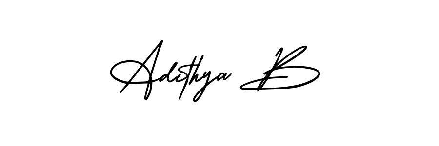 Make a beautiful signature design for name Adithya B. With this signature (AmerikaSignatureDemo-Regular) style, you can create a handwritten signature for free. Adithya B signature style 3 images and pictures png