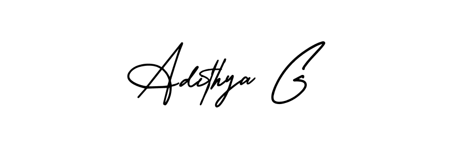 Use a signature maker to create a handwritten signature online. With this signature software, you can design (AmerikaSignatureDemo-Regular) your own signature for name Adithya G. Adithya G signature style 3 images and pictures png