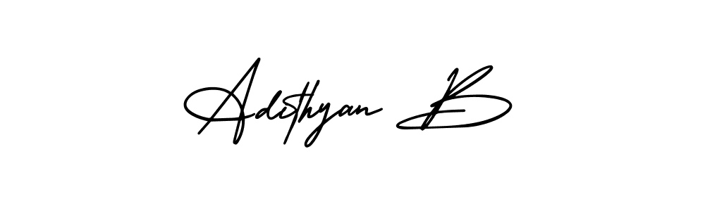 Make a beautiful signature design for name Adithyan B. With this signature (AmerikaSignatureDemo-Regular) style, you can create a handwritten signature for free. Adithyan B signature style 3 images and pictures png