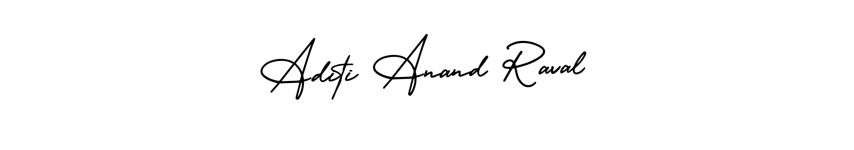 This is the best signature style for the Aditi Anand Raval name. Also you like these signature font (AmerikaSignatureDemo-Regular). Mix name signature. Aditi Anand Raval signature style 3 images and pictures png