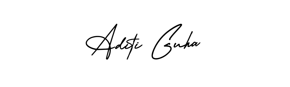 You should practise on your own different ways (AmerikaSignatureDemo-Regular) to write your name (Aditi Guha) in signature. don't let someone else do it for you. Aditi Guha signature style 3 images and pictures png