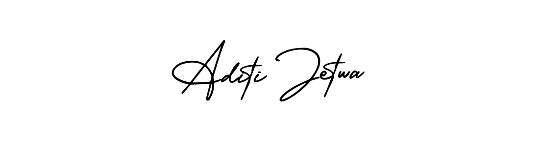 You should practise on your own different ways (AmerikaSignatureDemo-Regular) to write your name (Aditi Jetwa) in signature. don't let someone else do it for you. Aditi Jetwa signature style 3 images and pictures png