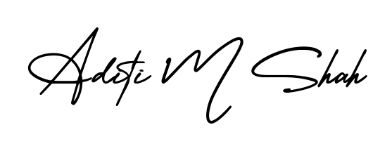 Discover how Aditi M Shah looks in an executive cursive font (AmerikaSignatureDemo-Regular). Perfect for legal documents, invoices, and certificates. Aditi M Shah signature style 3 images and pictures png