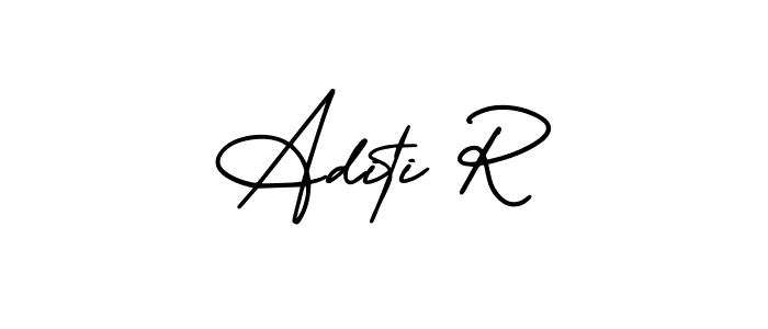It looks lik you need a new signature style for name Aditi R. Design unique handwritten (AmerikaSignatureDemo-Regular) signature with our free signature maker in just a few clicks. Aditi R signature style 3 images and pictures png