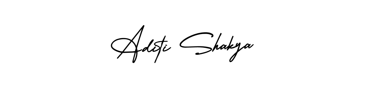 The best way (AmerikaSignatureDemo-Regular) to make a short signature is to pick only two or three words in your name. The name Aditi Shakya include a total of six letters. For converting this name. Aditi Shakya signature style 3 images and pictures png