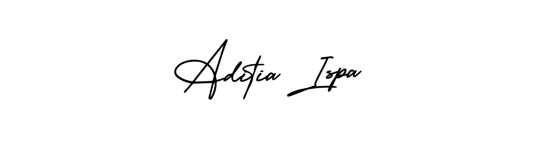 The best way (AmerikaSignatureDemo-Regular) to make a short signature is to pick only two or three words in your name. The name Aditia Ispa include a total of six letters. For converting this name. Aditia Ispa signature style 3 images and pictures png