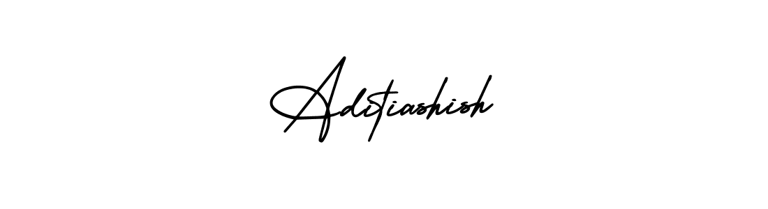 The best way (AmerikaSignatureDemo-Regular) to make a short signature is to pick only two or three words in your name. The name Aditiashish include a total of six letters. For converting this name. Aditiashish signature style 3 images and pictures png