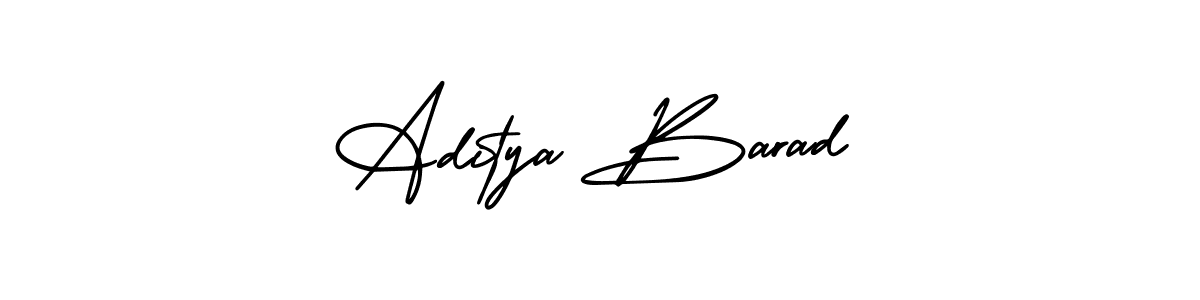 You should practise on your own different ways (AmerikaSignatureDemo-Regular) to write your name (Aditya Barad) in signature. don't let someone else do it for you. Aditya Barad signature style 3 images and pictures png