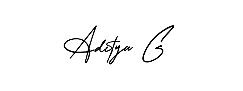 The best way (AmerikaSignatureDemo-Regular) to make a short signature is to pick only two or three words in your name. The name Aditya G include a total of six letters. For converting this name. Aditya G signature style 3 images and pictures png