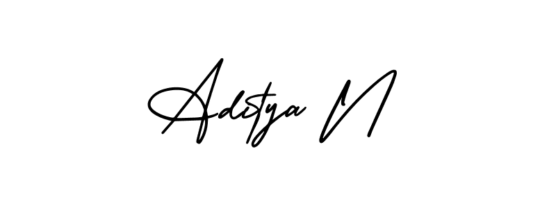 Use a signature maker to create a handwritten signature online. With this signature software, you can design (AmerikaSignatureDemo-Regular) your own signature for name Aditya N. Aditya N signature style 3 images and pictures png