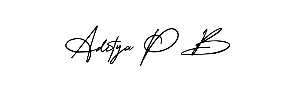 This is the best signature style for the Aditya P B name. Also you like these signature font (AmerikaSignatureDemo-Regular). Mix name signature. Aditya P B signature style 3 images and pictures png