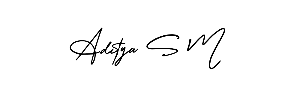 AmerikaSignatureDemo-Regular is a professional signature style that is perfect for those who want to add a touch of class to their signature. It is also a great choice for those who want to make their signature more unique. Get Aditya S M name to fancy signature for free. Aditya S M signature style 3 images and pictures png