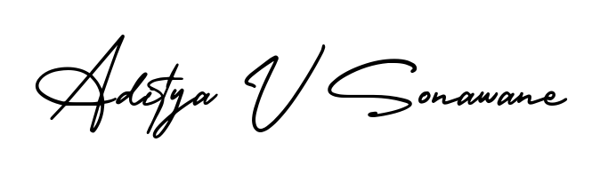 Elevate your brand with a stunning Aditya V Sonawane eSignature. The AmerikaSignatureDemo-Regular style provides a balanced, flowing aesthetic for everyday signing. Aditya V Sonawane signature style 3 images and pictures png