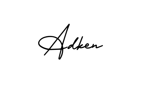 The best way (AmerikaSignatureDemo-Regular) to make a short signature is to pick only two or three words in your name. The name Adken include a total of six letters. For converting this name. Adken signature style 3 images and pictures png