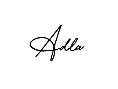 You should practise on your own different ways (AmerikaSignatureDemo-Regular) to write your name (Adla) in signature. don't let someone else do it for you. Adla signature style 3 images and pictures png