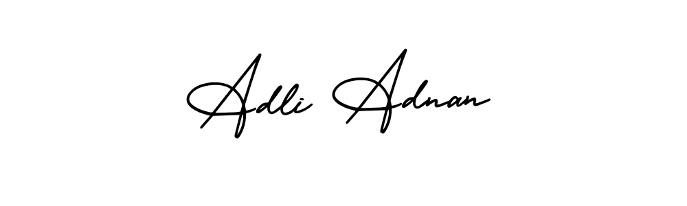 The best way (AmerikaSignatureDemo-Regular) to make a short signature is to pick only two or three words in your name. The name Adli Adnan include a total of six letters. For converting this name. Adli Adnan signature style 3 images and pictures png