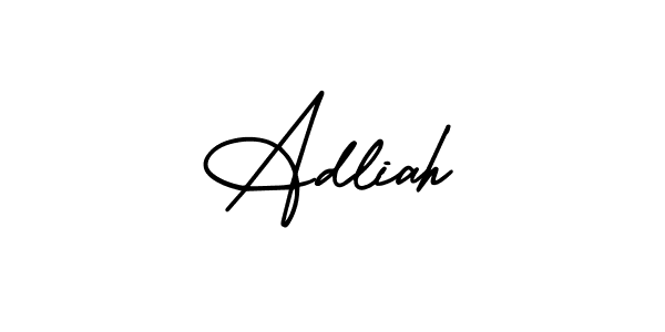 This is the best signature style for the Adliah name. Also you like these signature font (AmerikaSignatureDemo-Regular). Mix name signature. Adliah signature style 3 images and pictures png