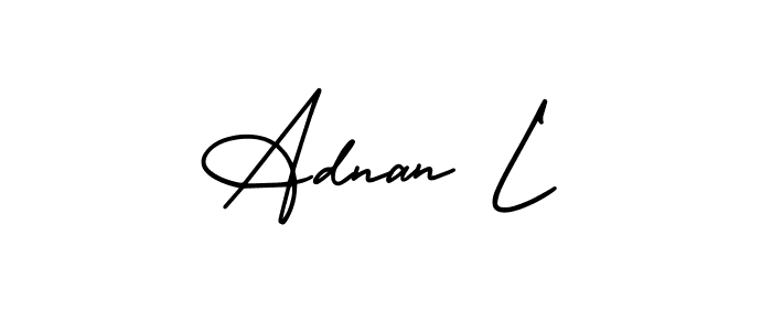 How to make Adnan L name signature. Use AmerikaSignatureDemo-Regular style for creating short signs online. This is the latest handwritten sign. Adnan L signature style 3 images and pictures png
