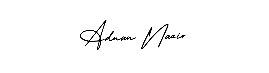 The best way (AmerikaSignatureDemo-Regular) to make a short signature is to pick only two or three words in your name. The name Adnan Nazir include a total of six letters. For converting this name. Adnan Nazir signature style 3 images and pictures png