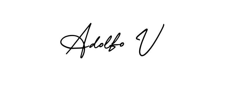 Make a beautiful signature design for name Adolfo V. With this signature (AmerikaSignatureDemo-Regular) style, you can create a handwritten signature for free. Adolfo V signature style 3 images and pictures png