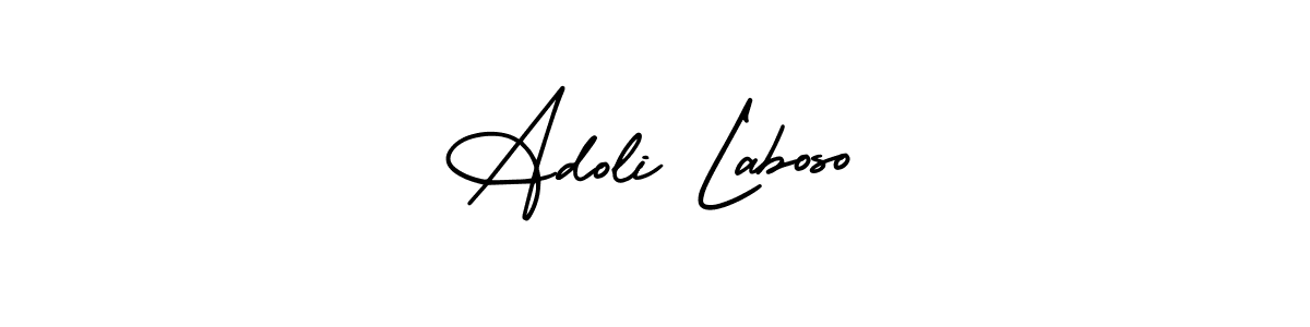 The best way (AmerikaSignatureDemo-Regular) to make a short signature is to pick only two or three words in your name. The name Adoli Laboso include a total of six letters. For converting this name. Adoli Laboso signature style 3 images and pictures png