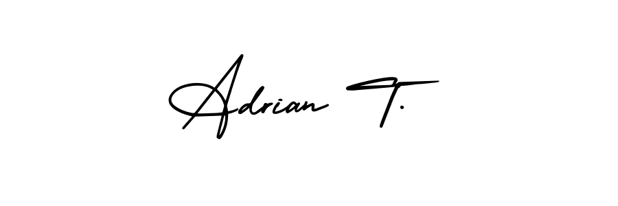 How to make Adrian T. name signature. Use AmerikaSignatureDemo-Regular style for creating short signs online. This is the latest handwritten sign. Adrian T. signature style 3 images and pictures png