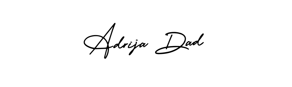 You should practise on your own different ways (AmerikaSignatureDemo-Regular) to write your name (Adrija Dad) in signature. don't let someone else do it for you. Adrija Dad signature style 3 images and pictures png