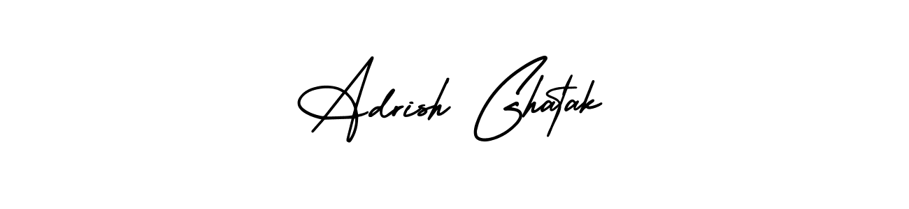 You should practise on your own different ways (AmerikaSignatureDemo-Regular) to write your name (Adrish Ghatak) in signature. don't let someone else do it for you. Adrish Ghatak signature style 3 images and pictures png