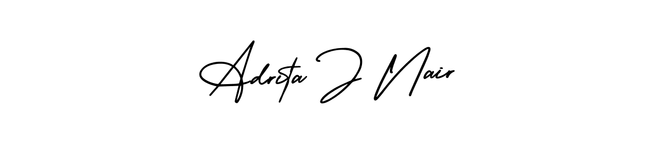 You should practise on your own different ways (AmerikaSignatureDemo-Regular) to write your name (Adrita J Nair) in signature. don't let someone else do it for you. Adrita J Nair signature style 3 images and pictures png