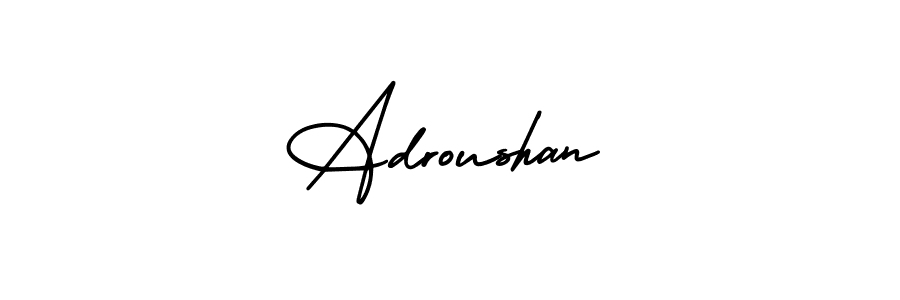 You should practise on your own different ways (AmerikaSignatureDemo-Regular) to write your name (Adroushan) in signature. don't let someone else do it for you. Adroushan signature style 3 images and pictures png