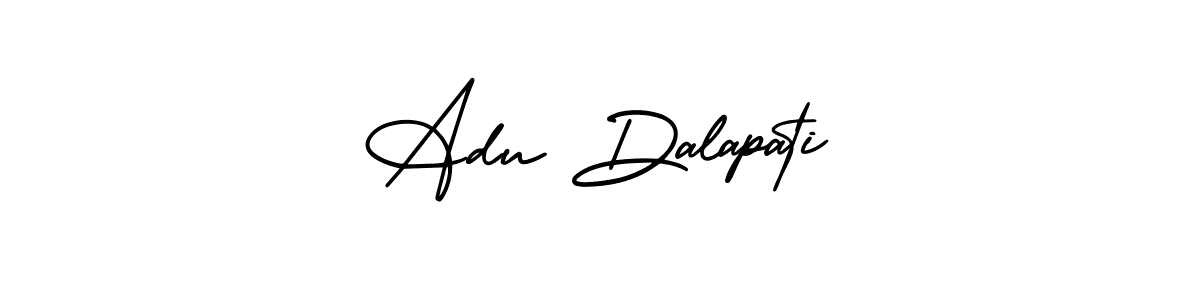 The best way (AmerikaSignatureDemo-Regular) to make a short signature is to pick only two or three words in your name. The name Adu Dalapati include a total of six letters. For converting this name. Adu Dalapati signature style 3 images and pictures png
