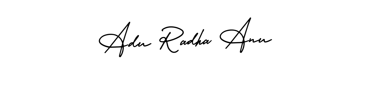 How to make Adu Radha Anu name signature. Use AmerikaSignatureDemo-Regular style for creating short signs online. This is the latest handwritten sign. Adu Radha Anu signature style 3 images and pictures png