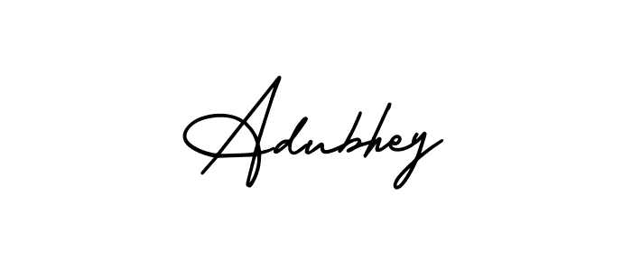 You should practise on your own different ways (AmerikaSignatureDemo-Regular) to write your name (Adubhey) in signature. don't let someone else do it for you. Adubhey signature style 3 images and pictures png